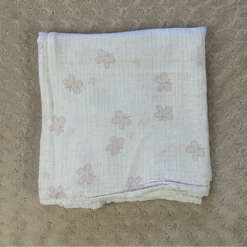 Swaddle Designs Butterfly Baby Blanket Swaddle Muslin White Gray Pink Polka Dot